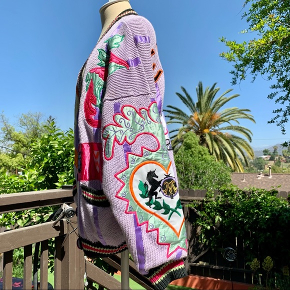 Vintage ABSOLUTELY NO! JEANS 80’s Patch Cardigan - Picture 2 of 13